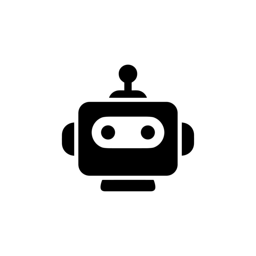 minimalist bold robot head shape artificial intelligence machine icon vector